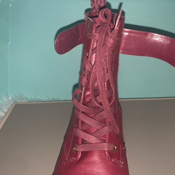 💖 MICHAEL Michael Kors Red Parker Logo-Panelled Ankle Boots NWOB 7 - Picture 12 of 15